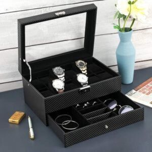 NEW Black Watch Box Jewelry Display Case Organizer​